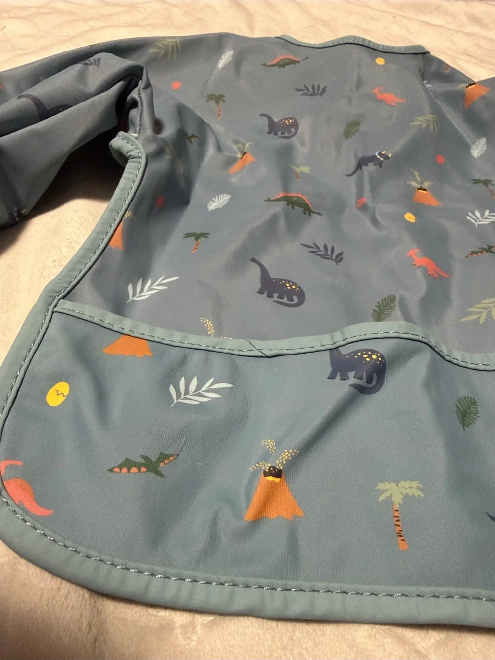 cloud island Blue Long-Sleeve Waterproof Bib smock with Dino Print baby 6m+